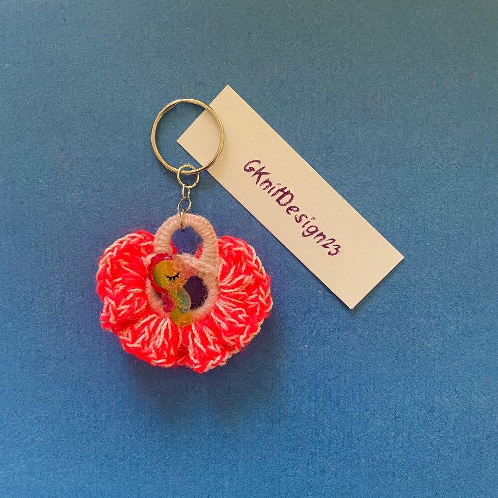 Keychain Charm, Crochet Easter Gift, Floral Keychain, Handmade Bag Charm